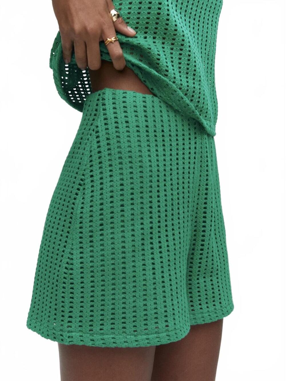 Mango Knitted Shorts with Lace Accents NWT Cala Green Size Large